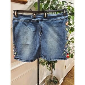 Sunshine Women's Denim Blue Cotton Pull on Pencil Jeans Short Skirt Size 20W